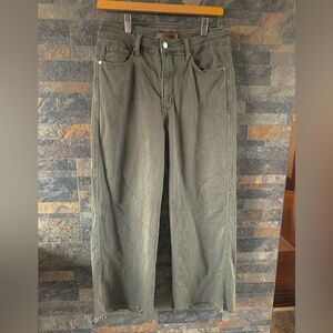 Judy Blue Bootcut Garments Dyed Green Jeans with Raw Hem Women's 11/30